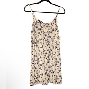SMELL THE ROSES SPAGHETTI STRAP LINED DRESS, BLUE WHITE FLORAL, SM EUC